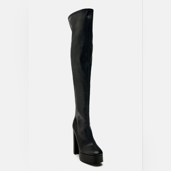 ZARA LIMITED EDITION OVER THE KNEE PLATFORM BOOTS - Picture 7 of 9